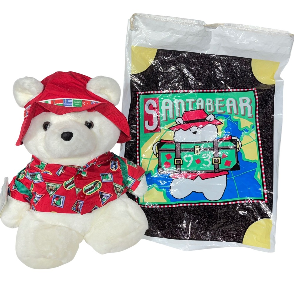 1993 SANTA BEAR Dayton Hudson Christmas Plush w/ Passport /Backpack Santbear 16"